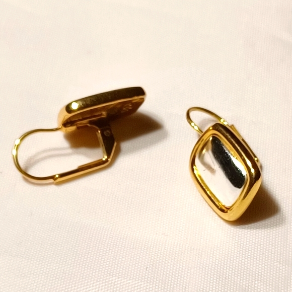 NAPIER TWO TONE DROP LEVER BACK EARRINGS - Picture 4 of 7